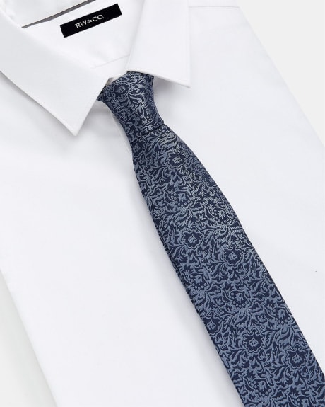 Cravate Régulière Bleue à Motif de Fleurs