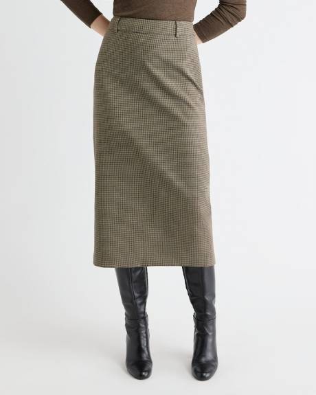 Houndstooth High-Rise Pencil Midi Skirt