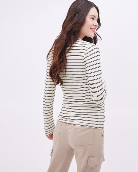 Long-Sleeve Crew-Neck Ribbed Tee - Thyme Maternity