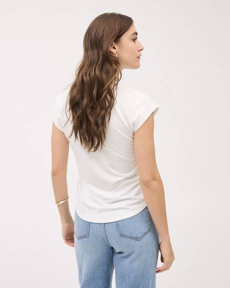 T-Shirt Classique à Manches Courtes et Col V