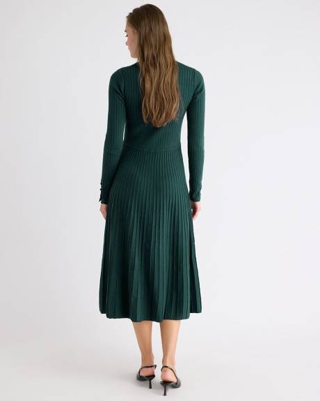 Long-Sleeve Ribbed Midi Sweater Dress