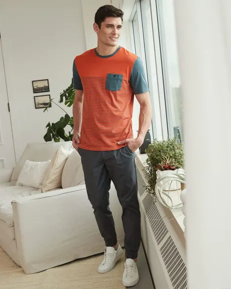 Colour Block T-Shirt with Contrast Accents