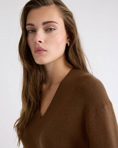 Robe Courte à Manches Longues et Col V