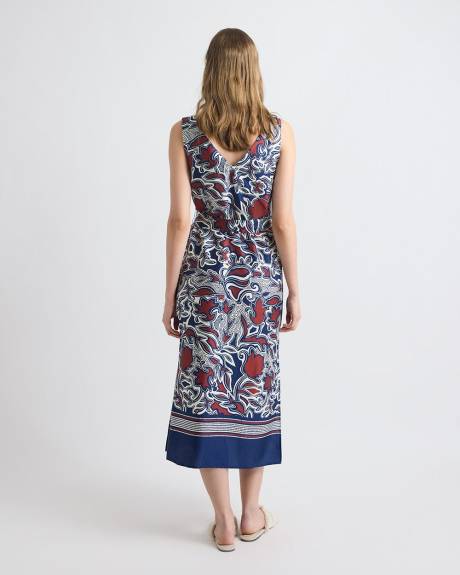 Sleeveless V-Neck Midi Dress with Belt