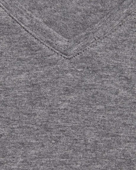 T-shirt en coton pima à manches longues et encolure V