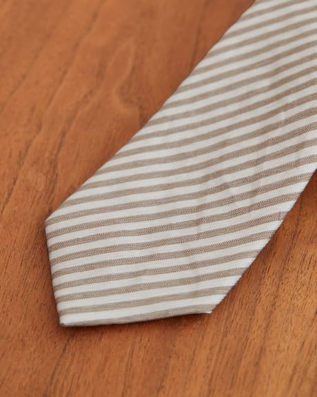Cravate Régulière Beige à Rayures