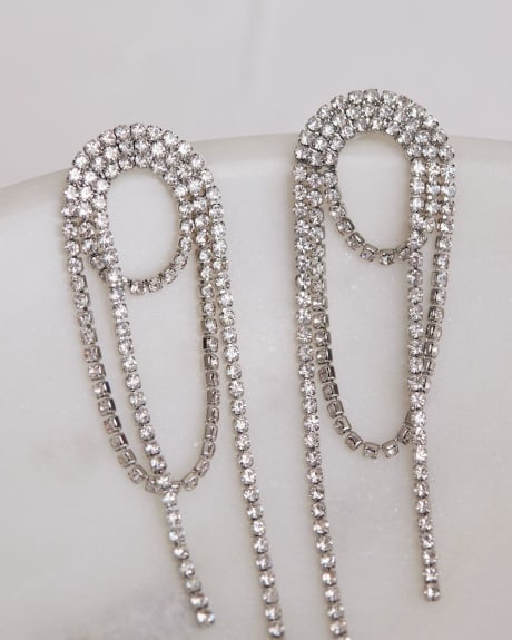 Earrings with Rhinestone Pendants