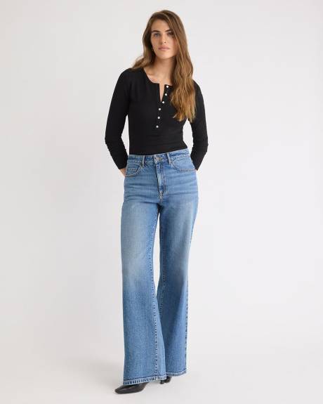 Haut Henley C&ocirc;tel&eacute; &agrave; Manches Longues