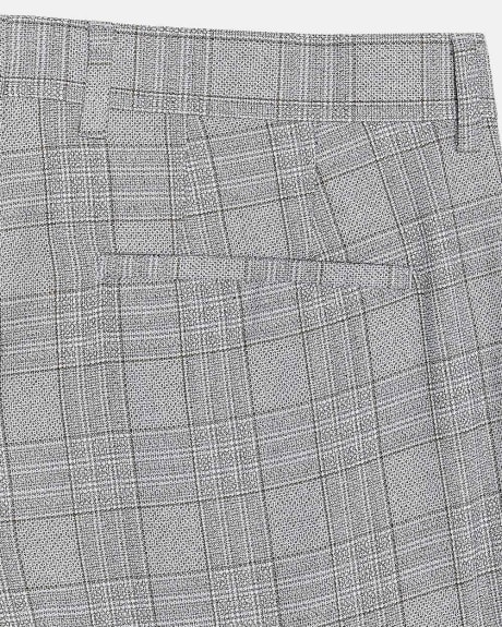 Pantalon de Complet Gris à Carreaux Texturé à Coupe Étroite