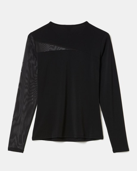 Long Sleeve Crew-Neck T-Shirt with Mesh Insert