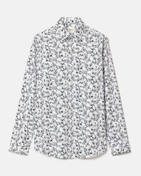 Chemise Habillée à Coupe Étroite à Motif Feuillagé Style Aquarelle