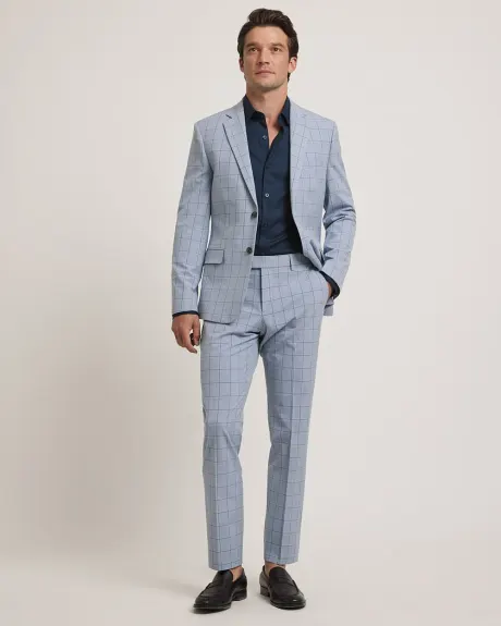 Slim-Fit Blue Checkered Suit Pant