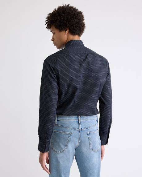 Chemise Habillée Marine à Coupe Étroite à Motif Géométrique