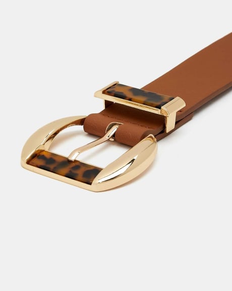 Brown Belt with Golden and Tortoise Buckle