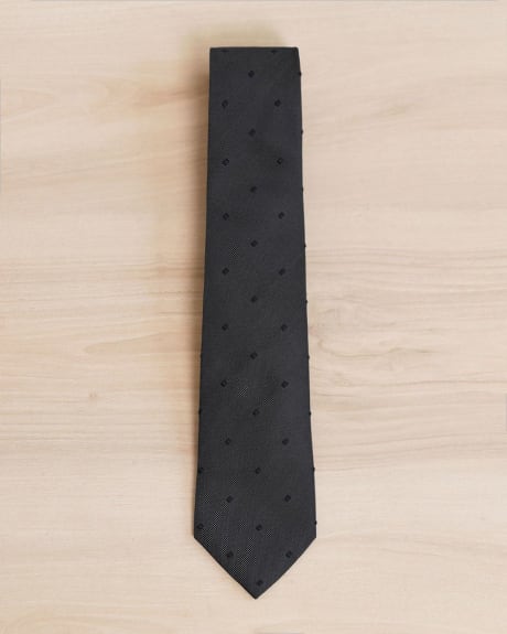 Cravate Régulière Bleue Foncée à Pois Texturés