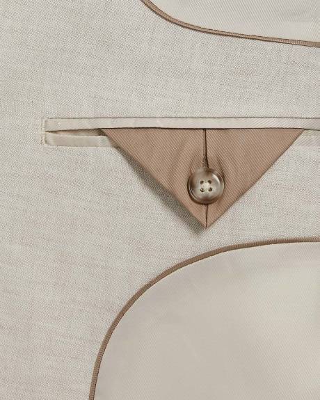 Tailored Fit Light Beige Linen-Blend Suit Blazer