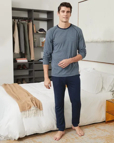 Striped Long Sleeve T-Shirt & Pant Pajama Set