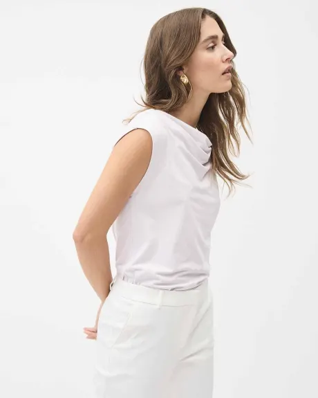 Extended-Sleeve Tee with Cowl Neckline