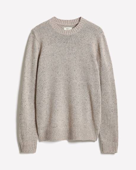 Pull Moucheté à Col Rond et Manches Longues