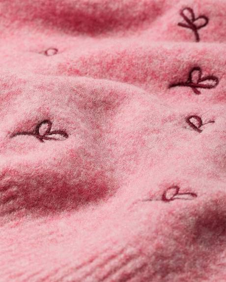 Long-Sleeve Crew-Neck Sweater with Embroidered Pattern