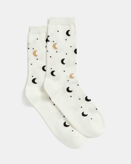 White Socks with Golden Moons