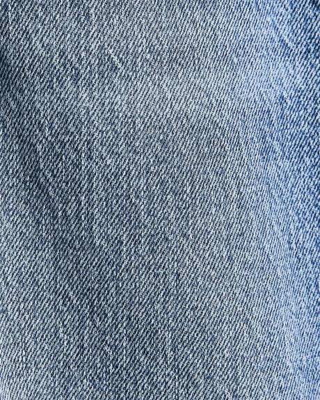 Denim High-Rise Straight Midi Skirt