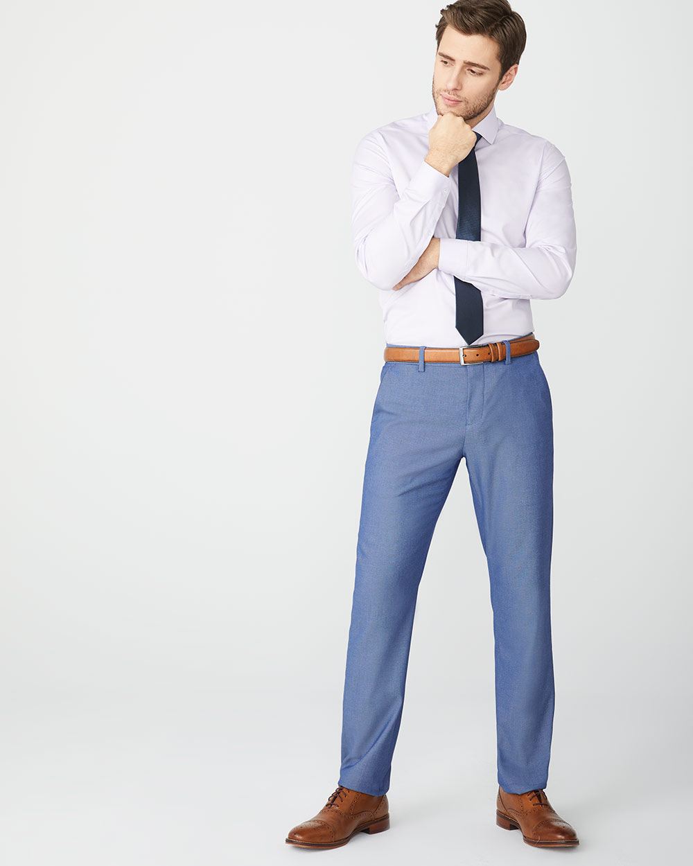 Tailored fit Light blue City Pant | RW&CO.