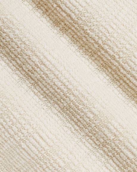 Short-Sleeve Crew-Neck Buttoned-Down Textured Top