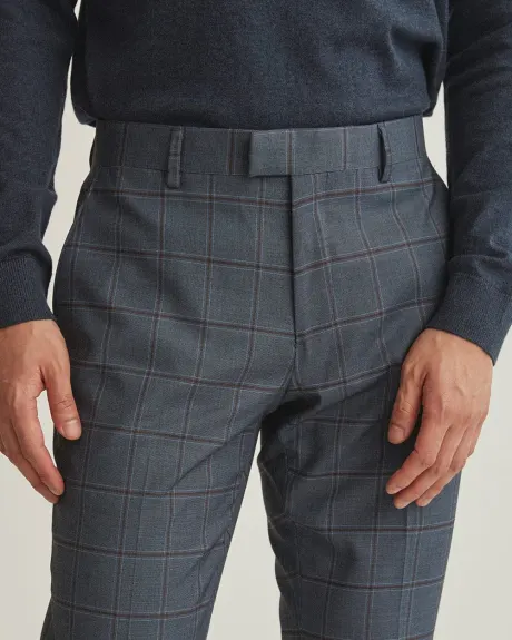 Pantalon de Complet à Carreaux Bleu Moyen à Coupe Étroite