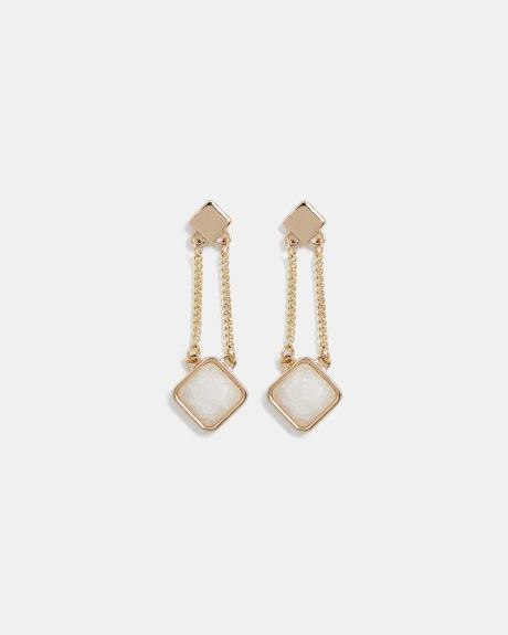 Hexagonal Semi-Precious Earrings