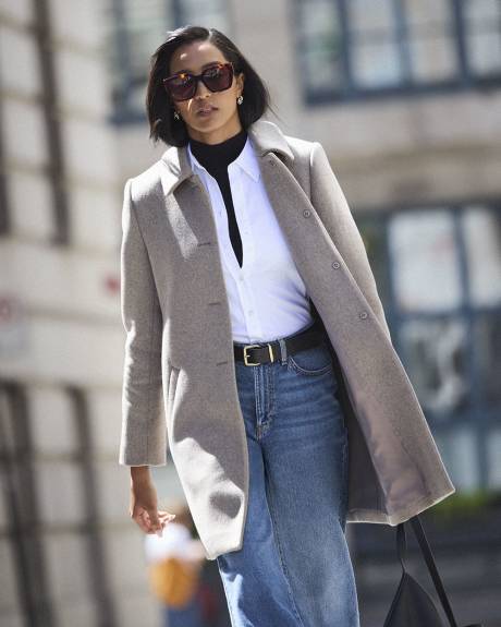 Wool-Blend Preppy Coat
