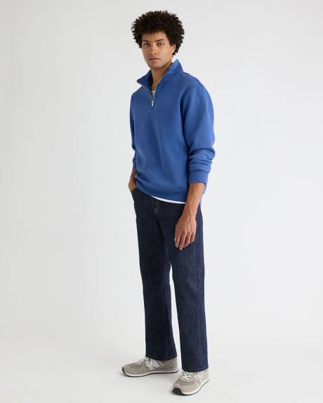 Long-Sleeve Half-Zip Mock-Neck Sweater