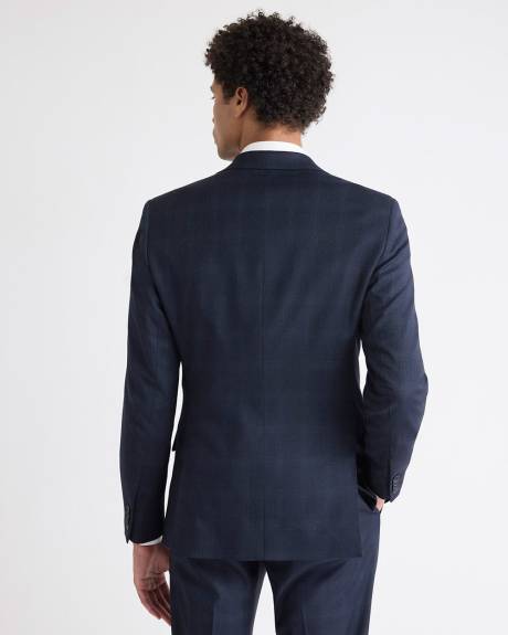 Slim-Fit Navy Checkered Suit Blazer