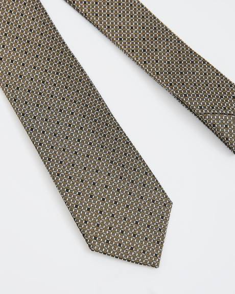 Skinny Tie with Square Geometric Pattern