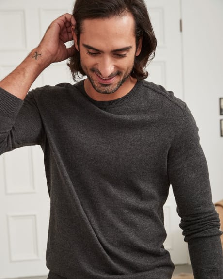 Crew Neck Sweater with Elbow Patches