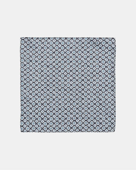 Navy Pocket Square with Geometric Pattern