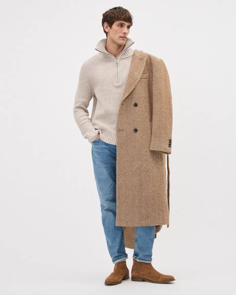 Pull &agrave; Col Montant &agrave; Demi-Zip et Manches Longues