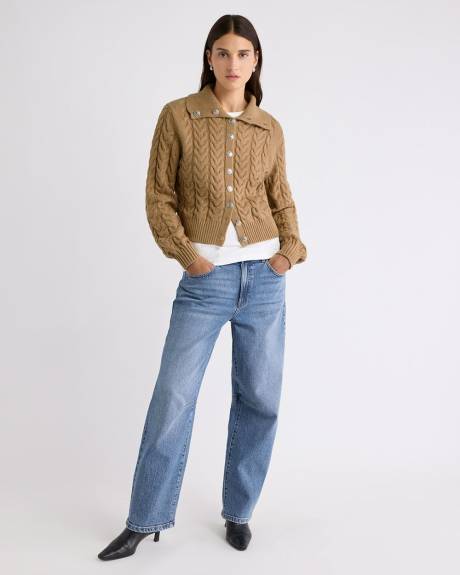 Long-Sleeve Collared Cardigan