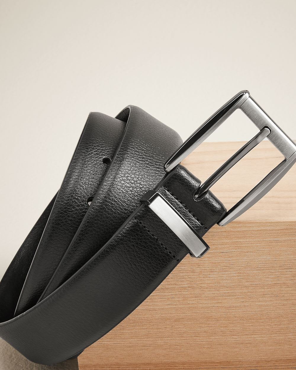 Textured Black Leather Belt