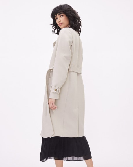 Double-Breasted Twill Trench Coat with Belt