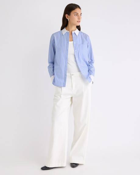 Mid-Rise Wide-Leg Cream Jeans