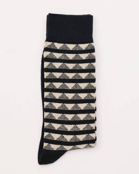 Striped Socks with Geometric Pattern