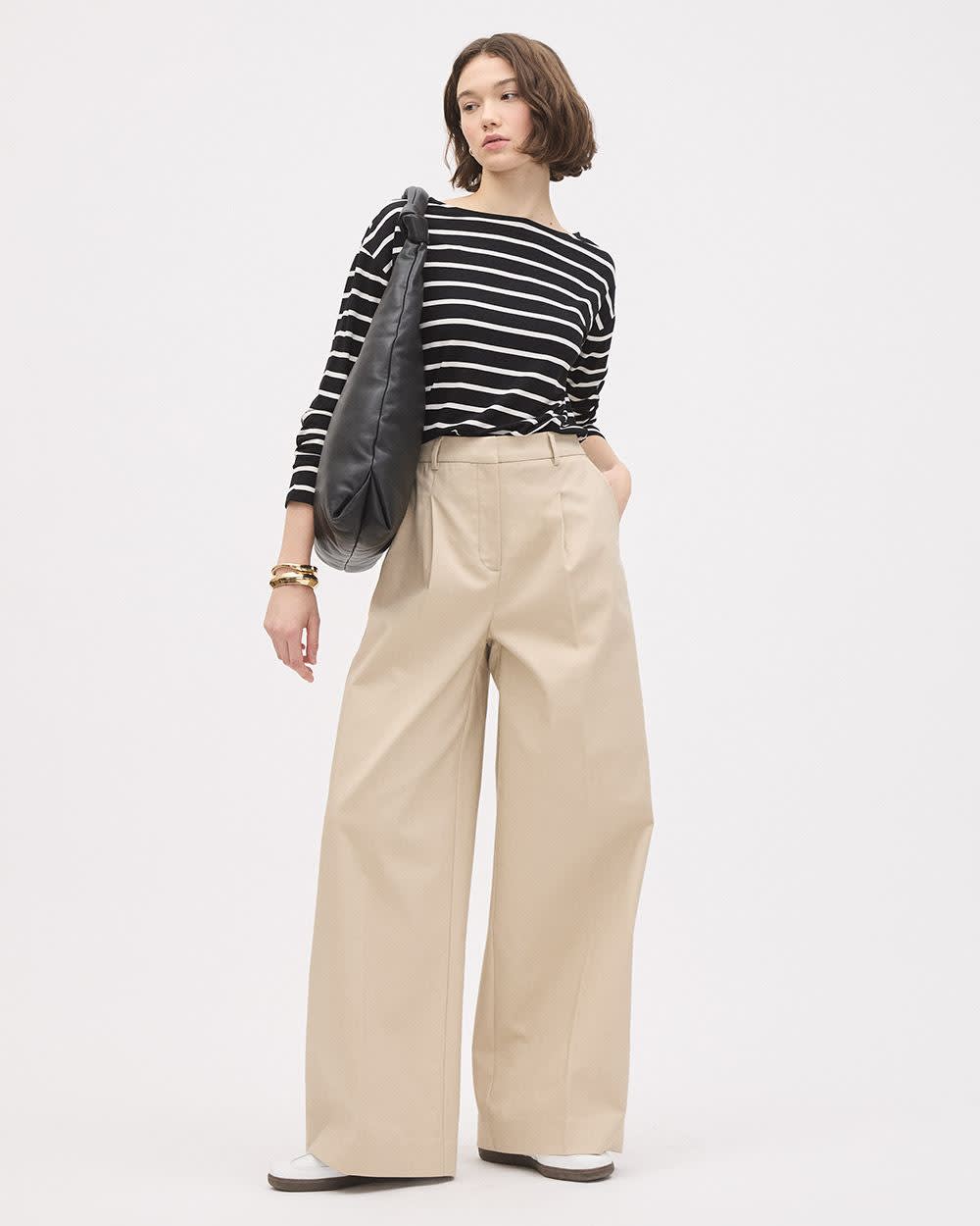 Long-Sleeve Boat-Neck Relaxed Tee