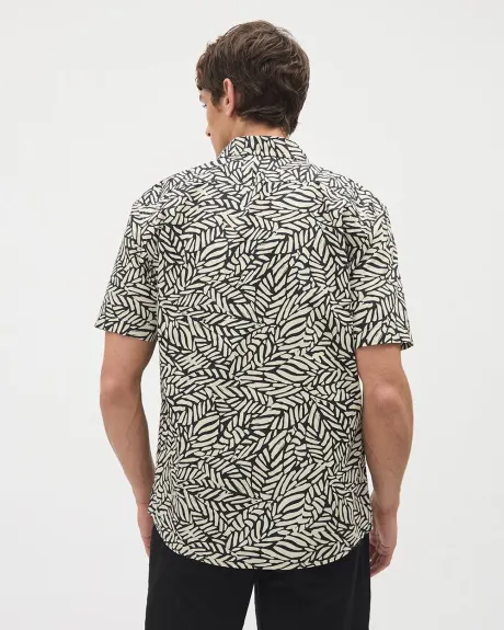 Short-Sleeve Shirt with Foliage Pattern