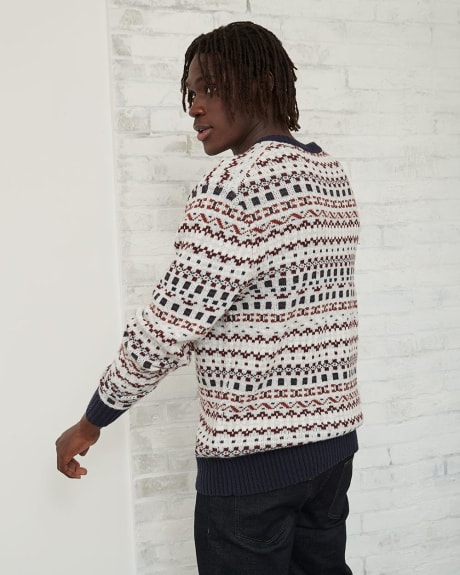 Crew-Neck Sweater with Jacquard Pattern
