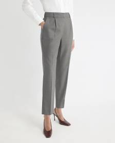 Wool-Blend High-Rise Long Tapered Pant with Elastic Waist