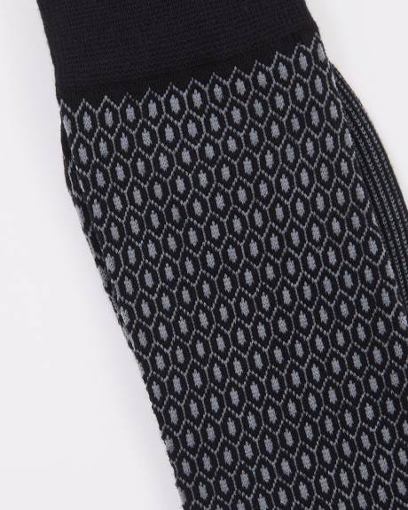 Black Socks with Geometric Pattern