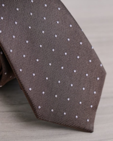 Dotted Taupe Skinny Tie