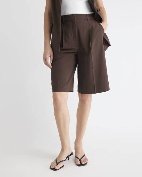 Bermuda Long &agrave; Taille Haute et Jambe Large