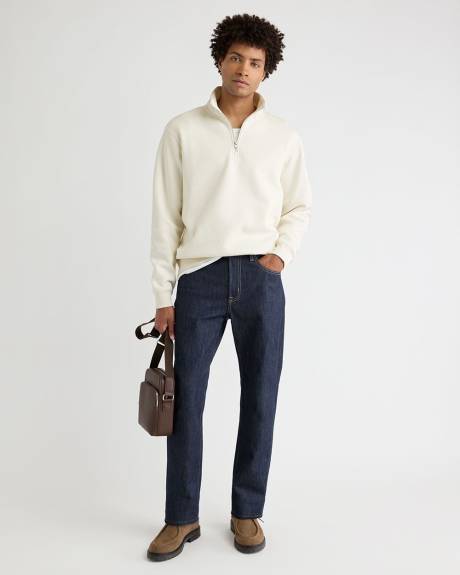 Pull à Col Montant à Demi-Zip et Manches Longues